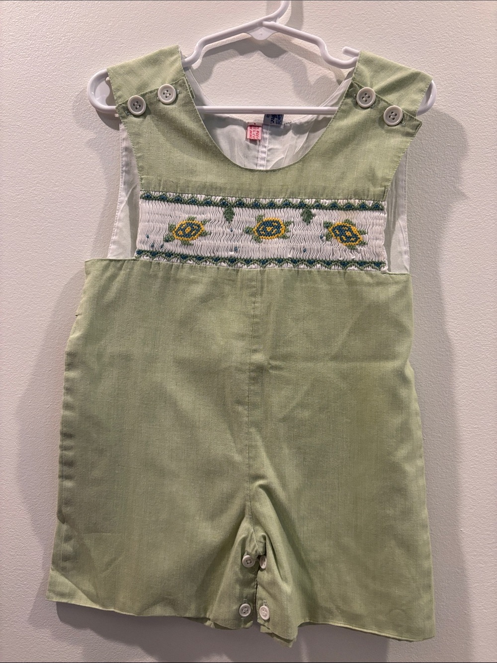 Boy's Smocked Green Shortall
